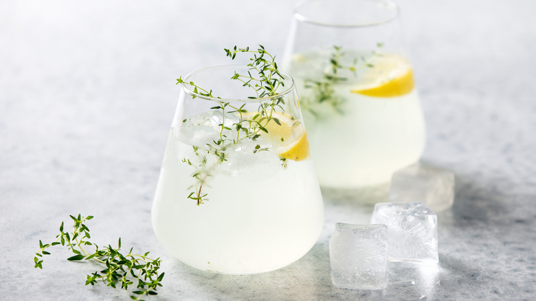 Cocktail with thyme