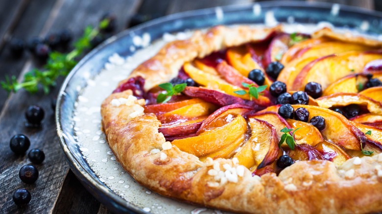 Peach and blueberry galette