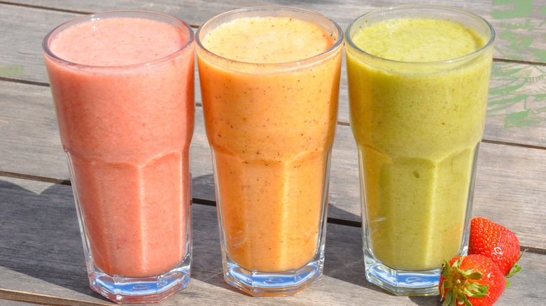 Trio of fruit smoothies