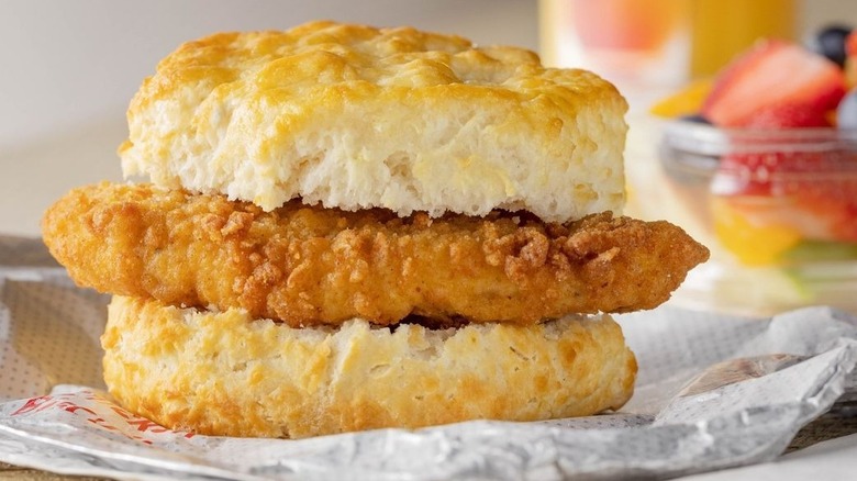 A chicken biscuit sandwich