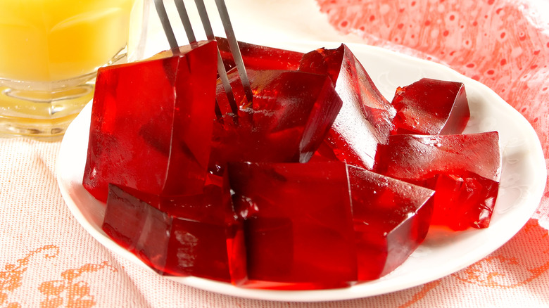 plate of red jell-o