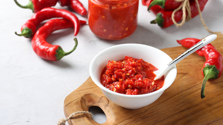 Harissa paste in a bowl