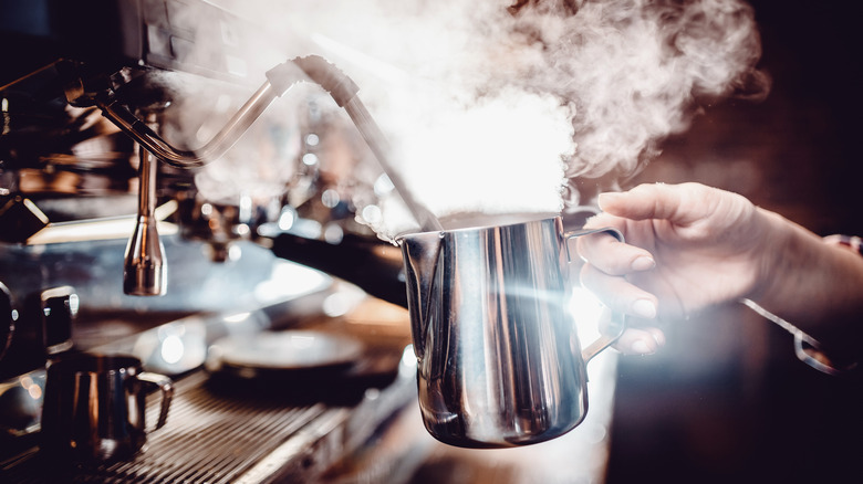 Steaming milk for cappuccino