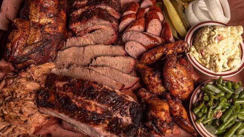 Demeris Bar-B-Q barbecue spread