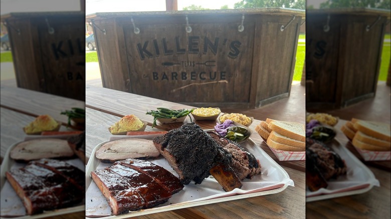 Killen's BBQ plate on table