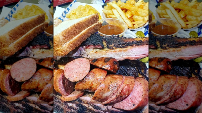 Smoked BBQ meats with sides