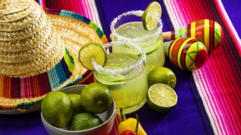 Mexican themed margarita cocktails