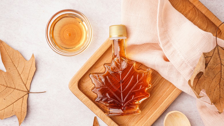 Maple syrup in bottle