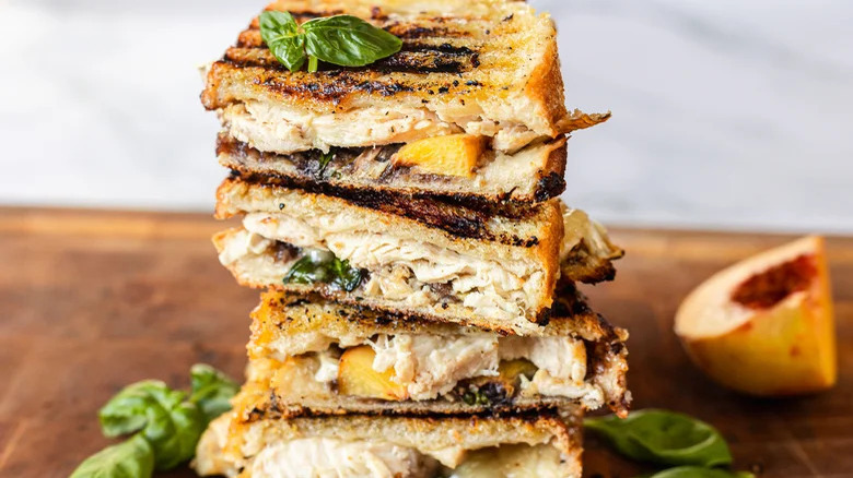 Peach, chicken, and brie sandwich