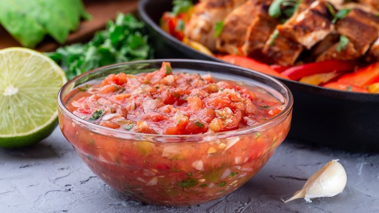 A bowl of homemade salsa