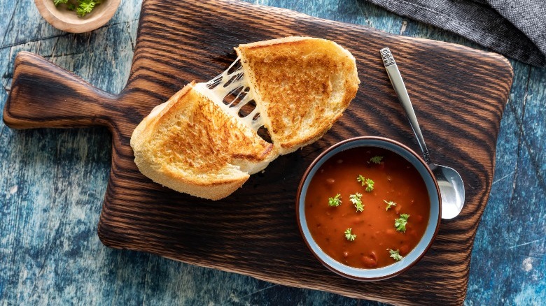 Grilled cheese sandwich and tomato soup