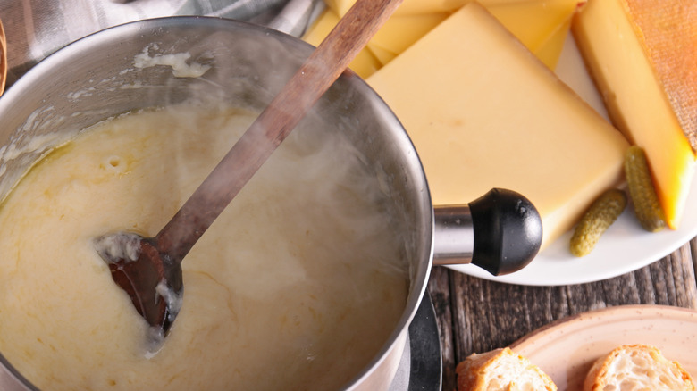 Hard parmesan cheese, fondue