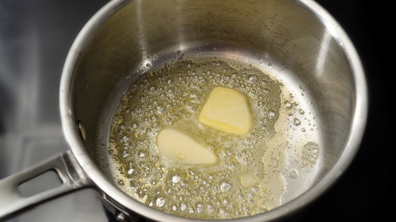 Butter melting in a pot