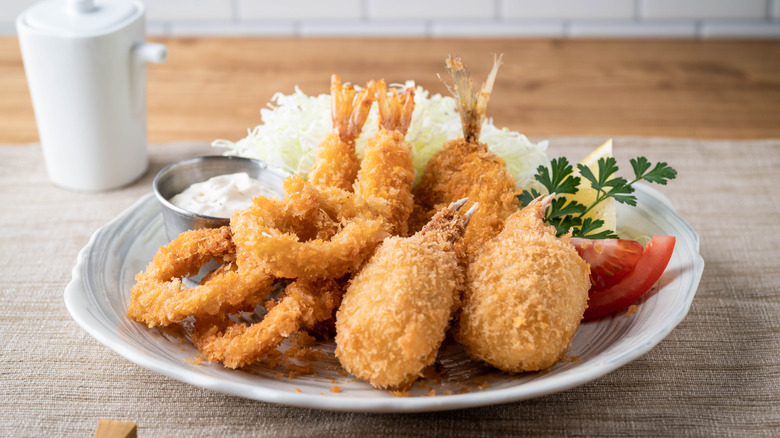 Panko-crusted seafood