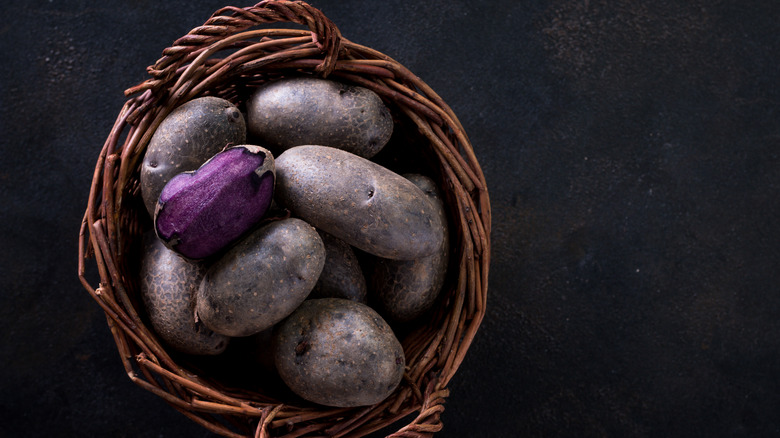 Blue potatoes in a basket