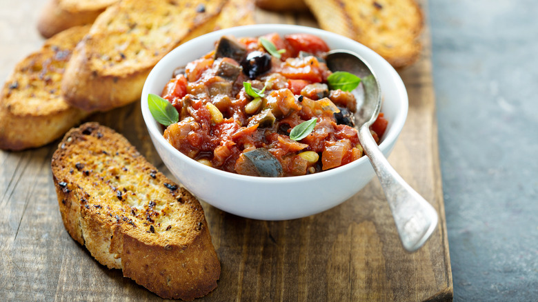 caponata with bread slices