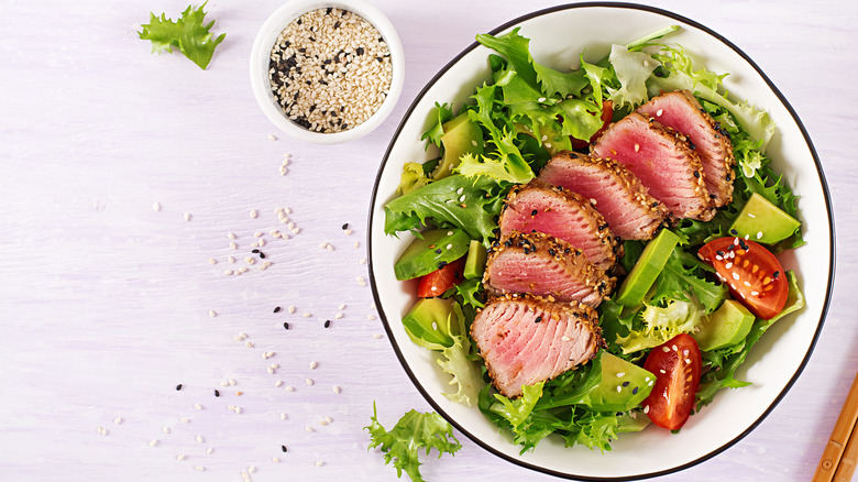 Lightly grilled Japanese ahi salad 