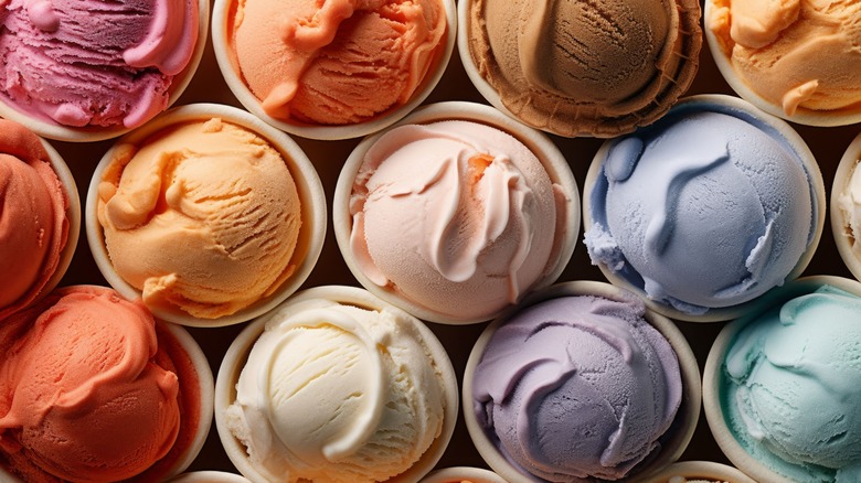 Colorful scoops of ice cream