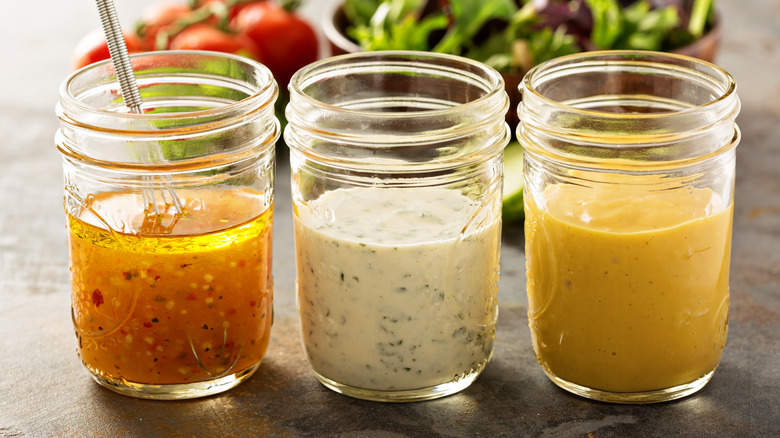 variety of salad dressings