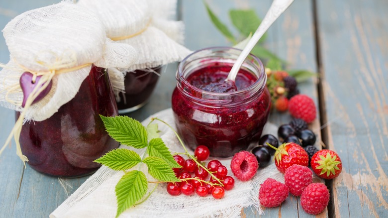 berry jam in a jar