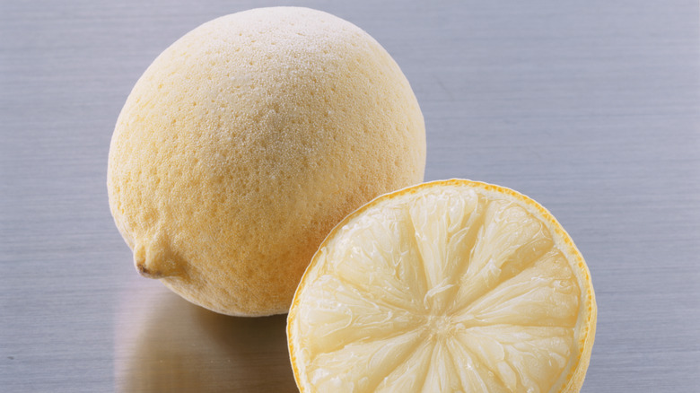 frozen lemons, whole, sliced