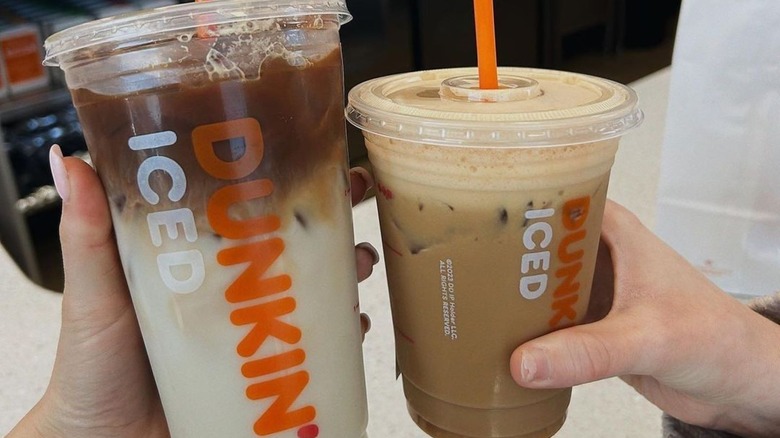 2 Dunkin' iced coffees