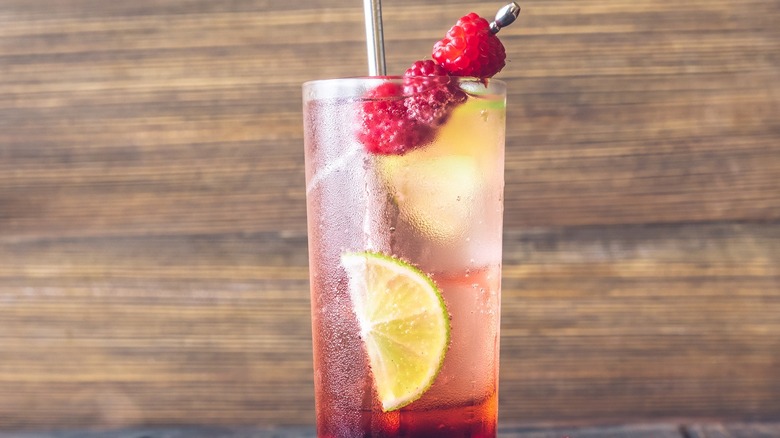 Raspberry rickey cocktail