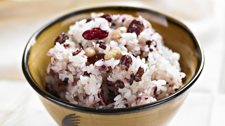 rice and beans in a bowl