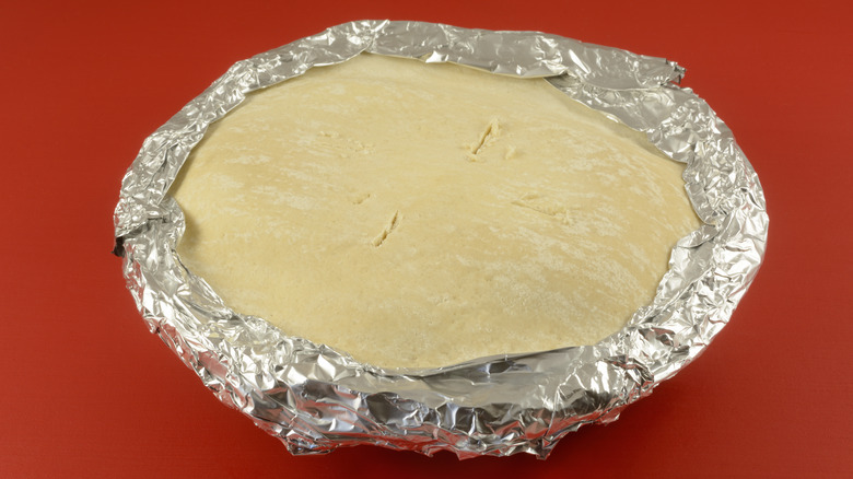 pie crust shielded with foil