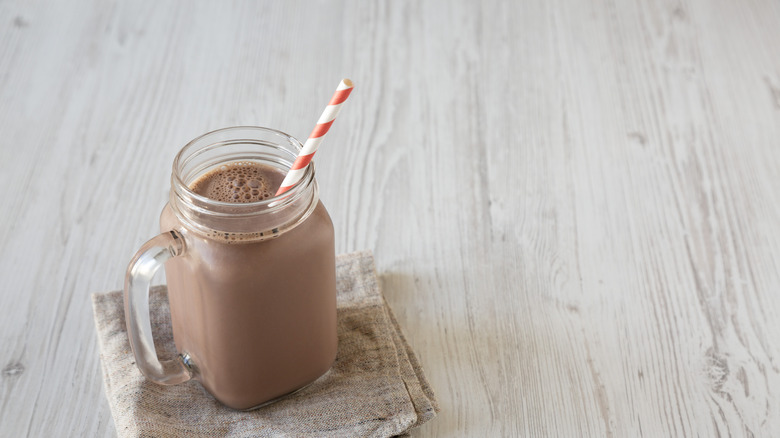 Chocolate milk on table