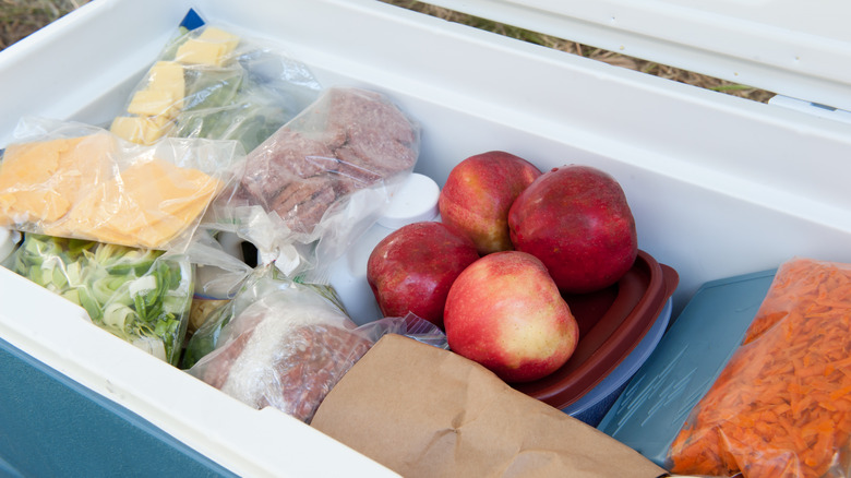 a packed beach cooler