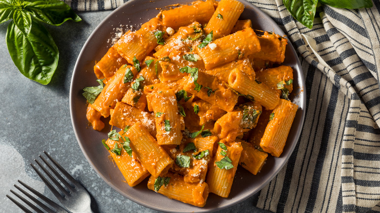 plate of vodka sauce pasta 