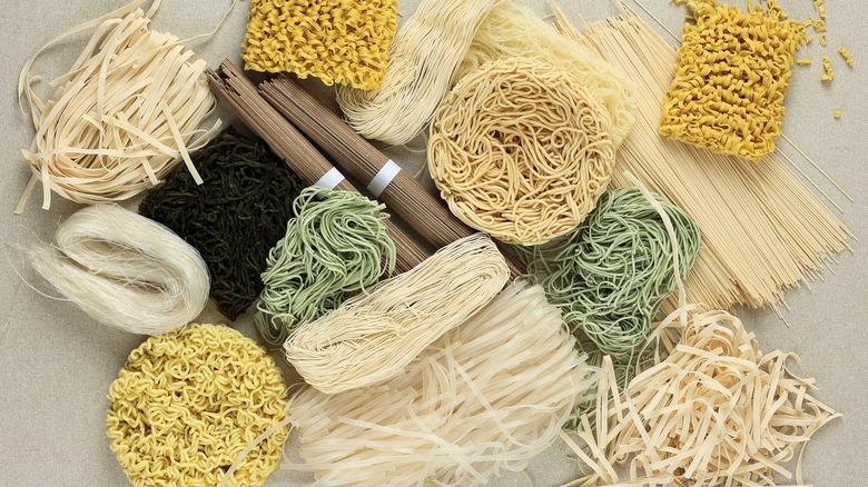 Various types of Asian noodles