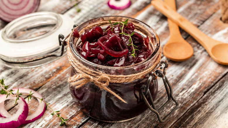 onion confit in a jar