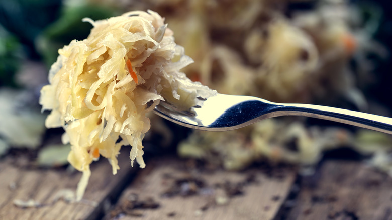 Sauerkraut on fork