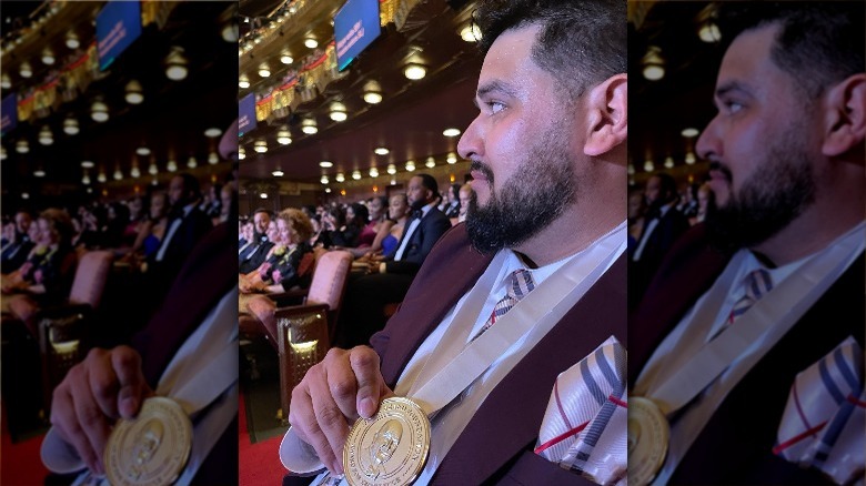 Chef Edgar Rico with James Beard medal