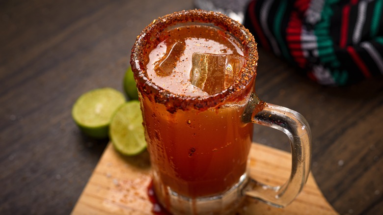 Beer cocktail with salt rim