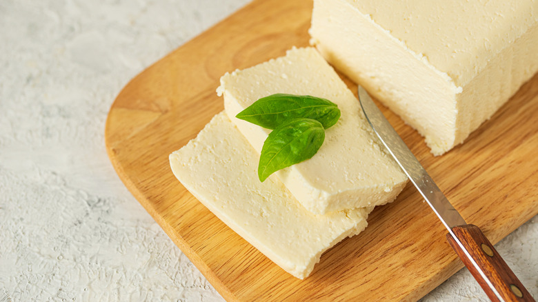 paneer cheese on cutting board