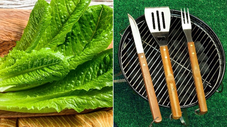 Picnic basket, grill and plate