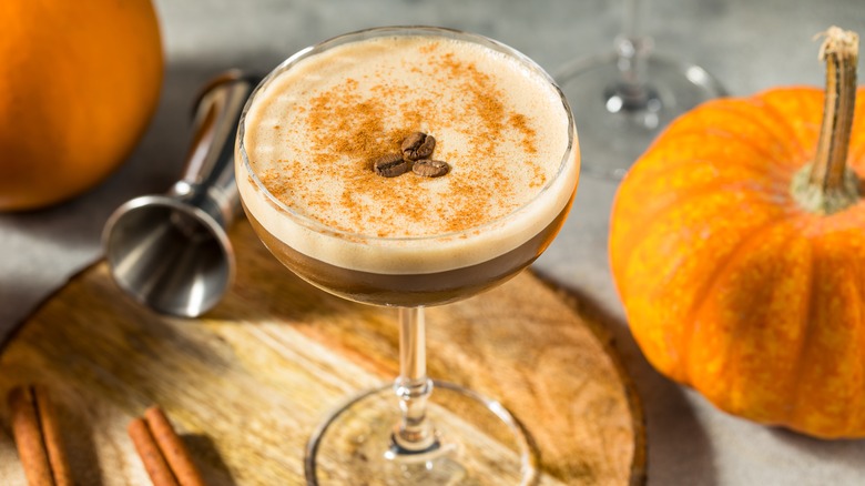 Espresso Martini next to pumpkin