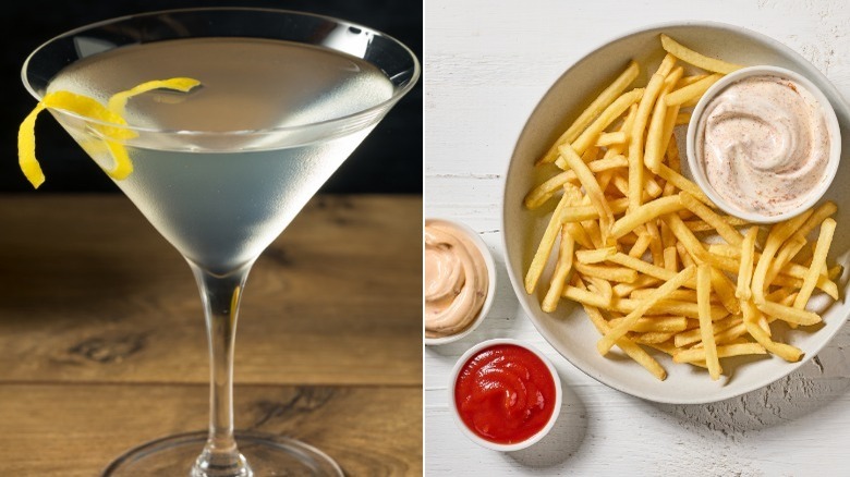 Martini next to fries