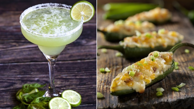 Margarita with jalapeno poppers 