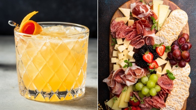 Whiskey sour with charcuterie board