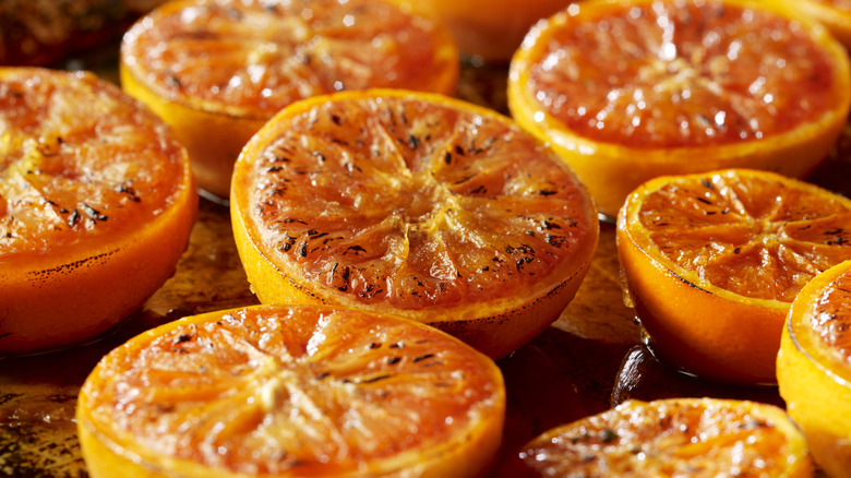 plate of roasted grapefruit