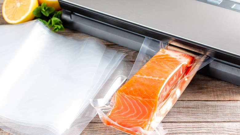 Vacuum-sealed salmon filet