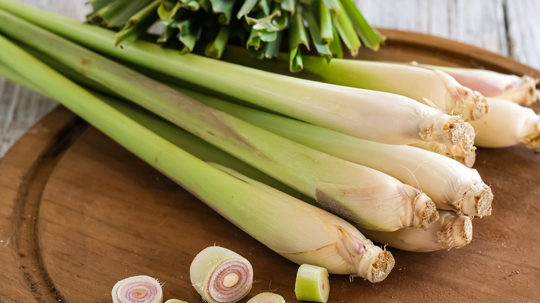 Lemongrass on cutting board