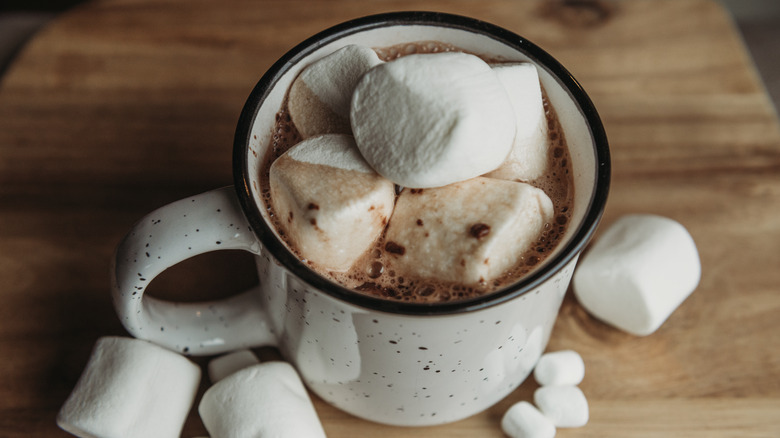 hot chocolate garnished with marshmallows