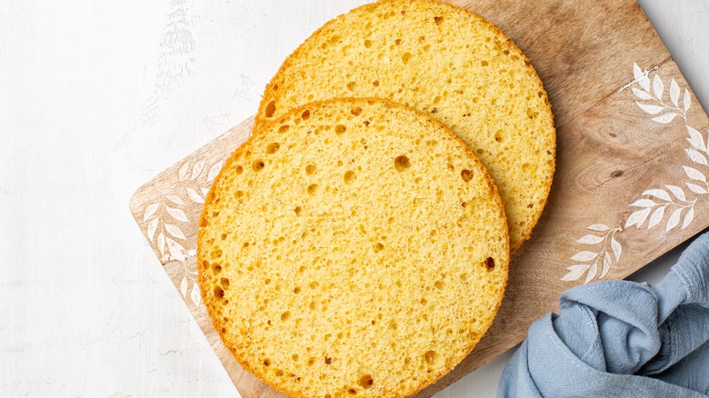 Thin cakes on cutting board 