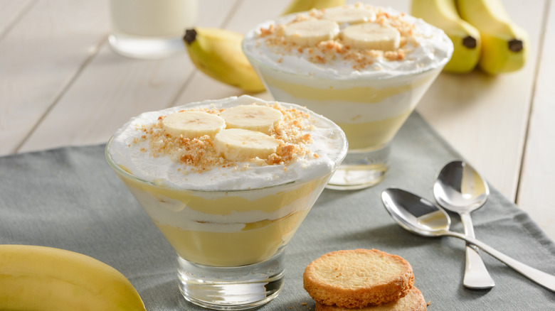 Banana pudding with whipped cream