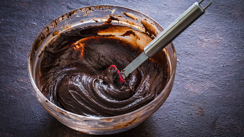 spatula in chocolate batter